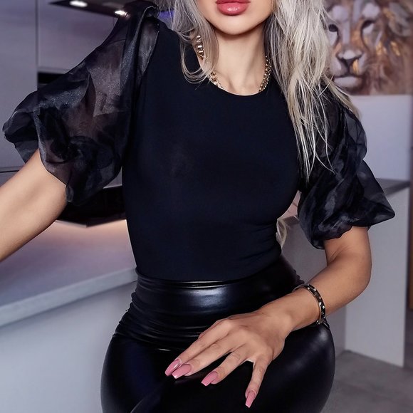 Last one 🎉 Puffed Organza Sleeve Bodysuit - Picture 2 of 3